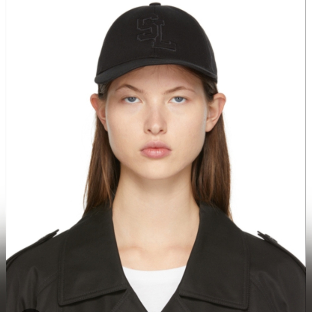 Saint Laurent Hat Baseball Cap Black Logo SL Initials Made in Italy Size 57 cm